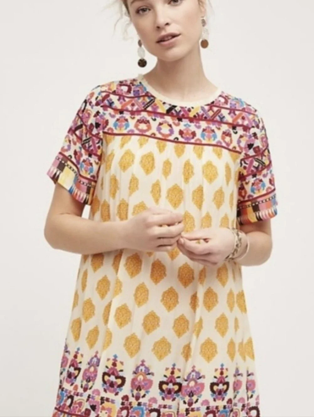 Anthropologie Tanvi Kedia Caltha Shift Bohemian Beaded Dress Size Small